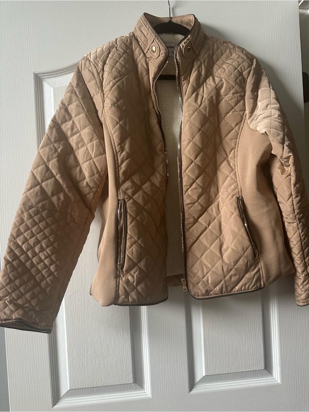 Ci Sono Quilted Light Beige Puffer Jacket